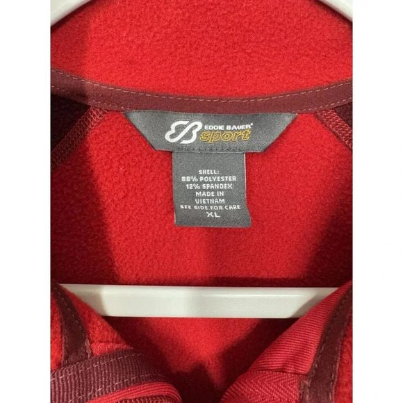 Eddie Bauer Sport 1/4 Zip Pullover Womens XL Red Thumbholes Fleece Lined Running - Picture 4 of 10